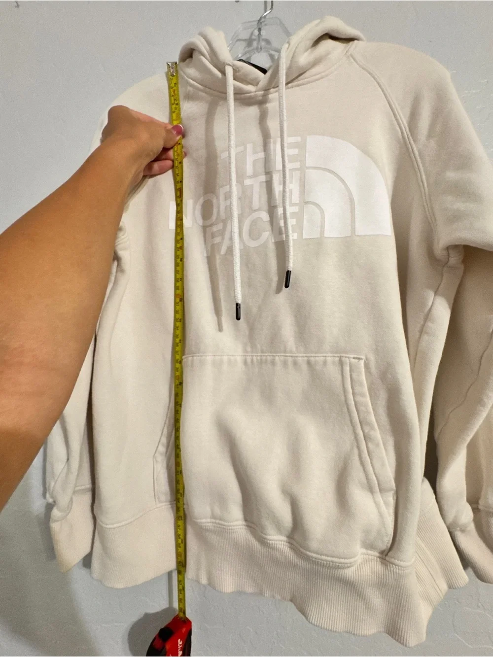 👚The North Face Women’s Logo Pullover Hoodie Beige Fleece Pockets Size S